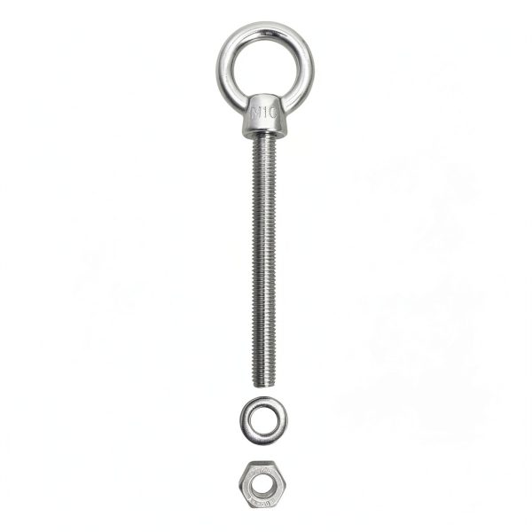 QWORK Stainless Steel Machinery Eye Bolt with Shoulder, 5 Pack 3/8" x 4" Long 304 Stainless Steel Marine Grade Shoulder Eye Bolt, Threaded Eyebolts-1