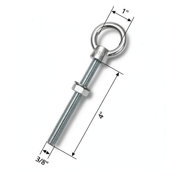 QWORK Stainless Steel Machinery Eye Bolt with Shoulder, 5 Pack 3/8" x 4" Long 304 Stainless Steel Marine Grade Shoulder Eye Bolt, Threaded Eyebolts-4