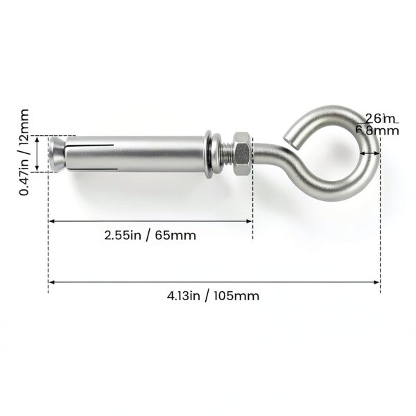 Concrete Wall Anchor Eyebolt Aifeier ET M8 304 Stainless Steel 4‑Pack-1