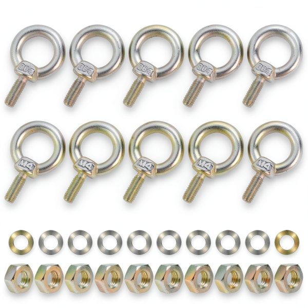 10 Pack M4 Eyebolt with Nut, M4 Screw Eye Bolts with Nuts Stainless Steel Heavy Duty Eye Bolt Male Screw Thread Ring Shoulder Eye Bolts-0