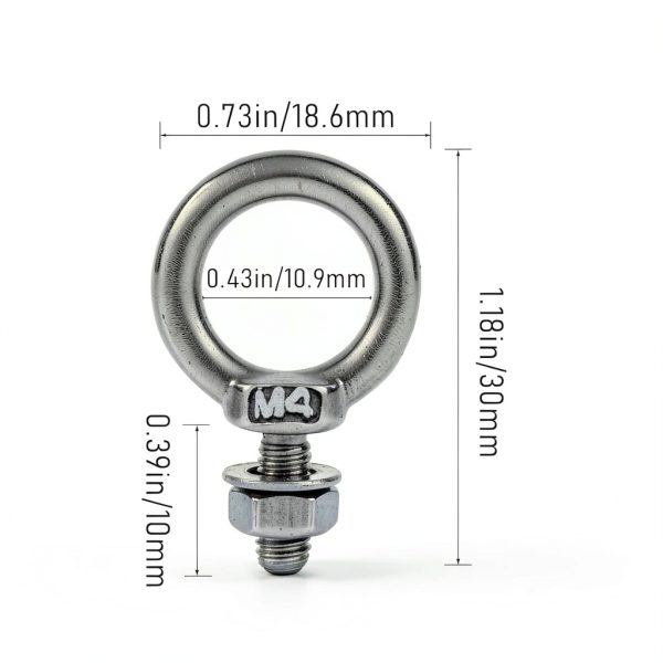 10 Pack M4 Eyebolt with Nut, M4 Screw Eye Bolts with Nuts Stainless Steel Heavy Duty Eye Bolt Male Screw Thread Ring Shoulder Eye Bolts-1