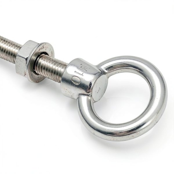 QWORK Stainless Steel Machinery Eye Bolt with Shoulder, 5 Pack 3/8" x 4" Long 304 Stainless Steel Marine Grade Shoulder Eye Bolt, Threaded Eyebolts-3