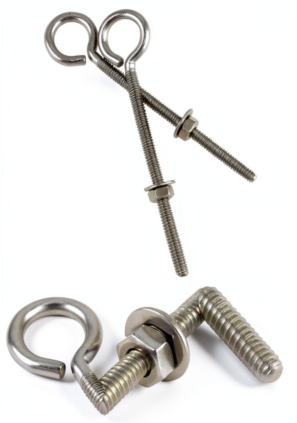 QWORK Eye Bolts, 10 Pack 1/4" x 4" Stainless Steel Long Threaded Eyebolts with Nuts, for Hanging or Securing Cables-4