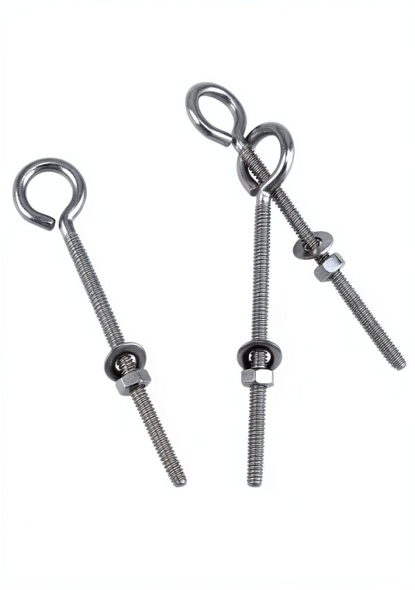 QWORK Eye Bolts, 10 Pack 1/4" x 4" Stainless Steel Long Threaded Eyebolts with Nuts, for Hanging or Securing Cables-2