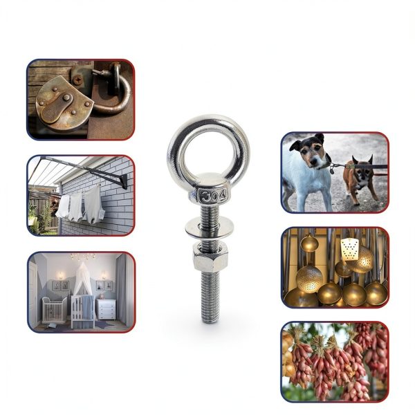 Lifting Shoulder Eye Bolts, Ekunbuy Screw Bolt 304 Stainless Steel Heavy Duty Lifting Ring Threaded Eyebolts with Washers and Nuts for Indoor Outdoor-5